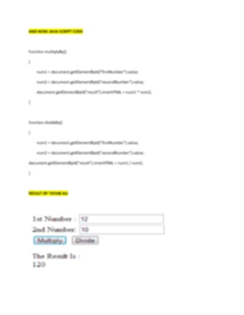 Create Following JavaScript Program Multiplication of Two Numbers に対する画像結果