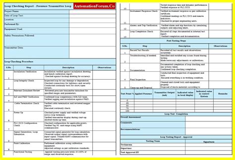Instrument Loop Check Inspection Form に対する画像結果
