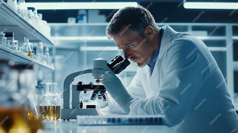 Toradh íomhá ar Medical Lab Doctor Microscope