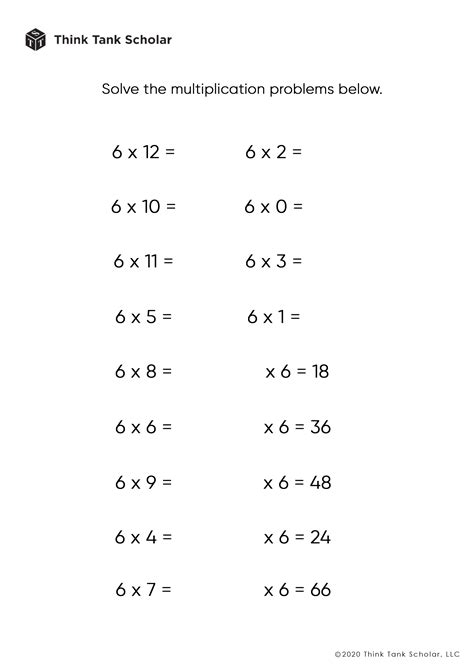 Multiplication Worksheets Free PDF に対する画像結果