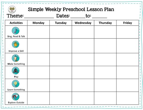 Image result for Weekly Lesson Plan for Preschool Sample