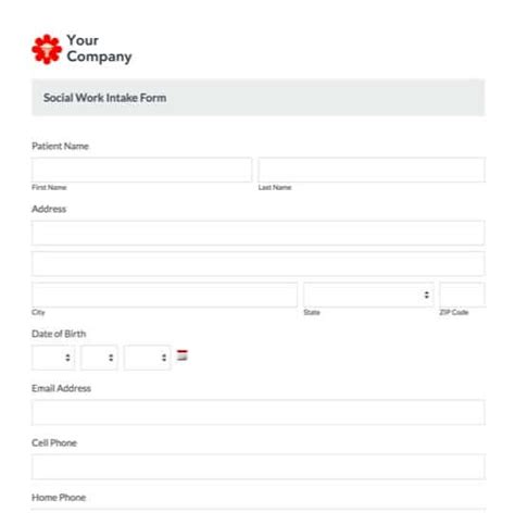 Afbeeldingsresultaten voor Social Work Intake Form