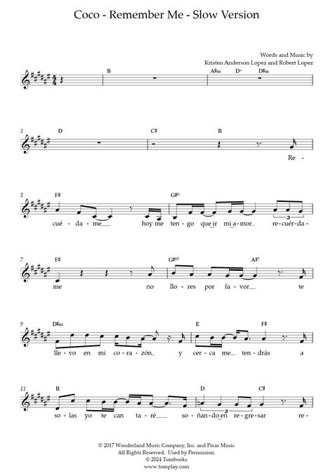 Coco Remember Me Music Notes に対する画像結果