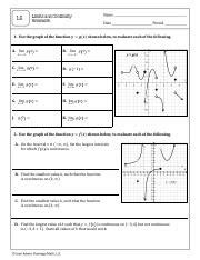 Toradh íomhá ar Continuous Graphs of Functions PDF Worksheet