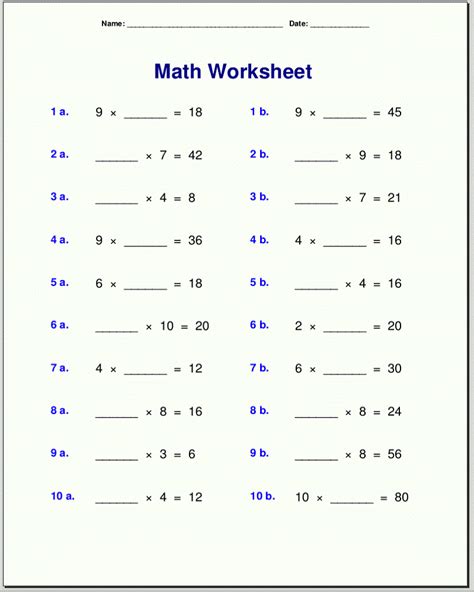 Image result for 4th Grade Multiplication Worksheets Printable