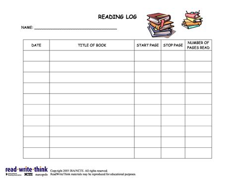 Afbeeldingsresultaten voor Elementary Reading Logs