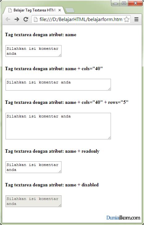Image result for Input Type Textarea in HTML