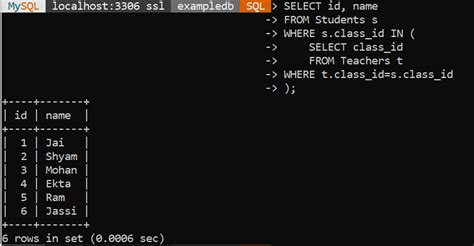 Nested Subquery に対する画像結果