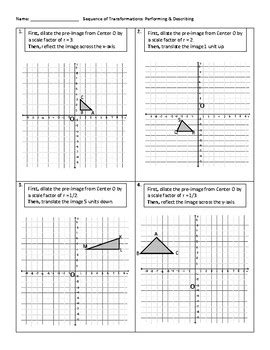 Image result for Sequence of Transformations Worksheet. Practice