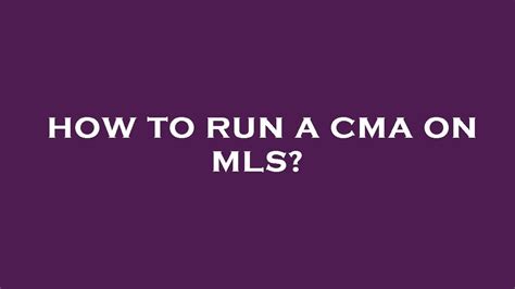 Toradh íomhá ar How to Run CMA On MLS