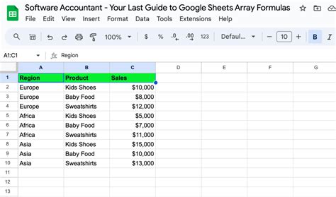 Image result for Array Spreadsheet