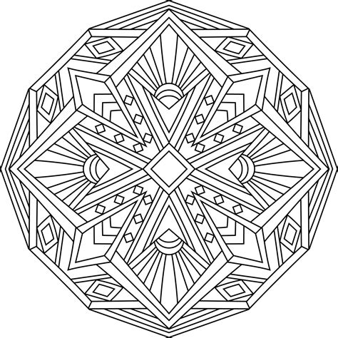 Geometric mandala vector line art, pattern coloring page book 21119798 ...