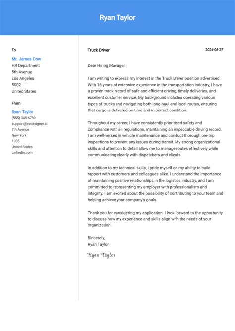 Driver Cover Letter Examples に対する画像結果