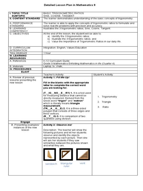 Mathematics 9 Lesson Plan に対する画像結果