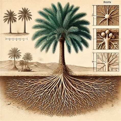 Toradh íomhá ar Date Palm Tree Root System