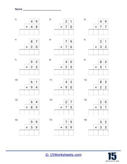 Free Printable Double-Digit Multiplication Worksheets に対する画像結果