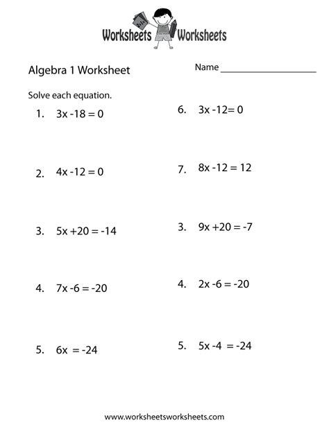 Bildergebnis für Algebra 1 Practice Sheets