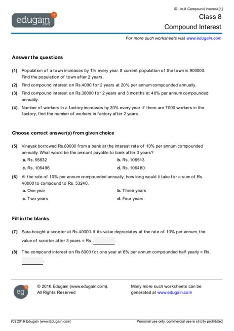 Image result for Compound Interest Practice Worksheet