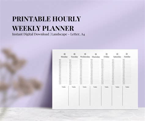 Printable Hourly Weekly Schedule Planner Letter Size/ A4 Size - Etsy
