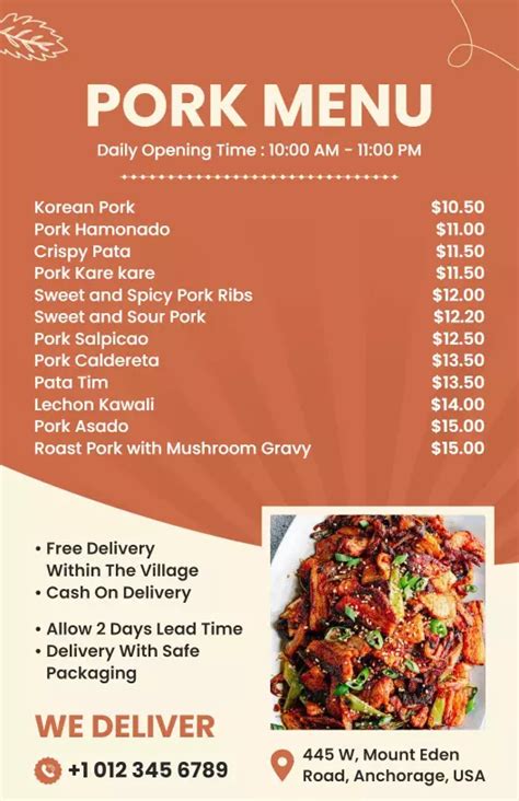 Afbeeldingsresultaten voor Pork Main Course Menu