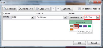 Image result for Excel Sort by Color