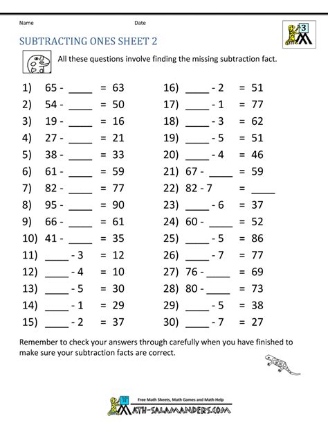 Image result for 3rd Grade Math Worksheets Subtraction
