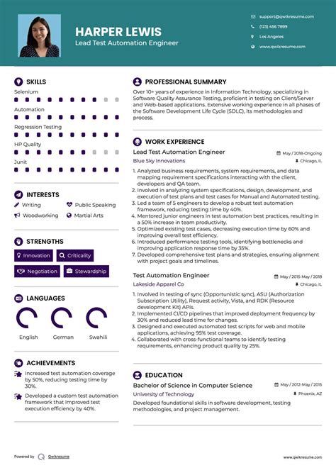 Image result for CV for Automation Test Engineer