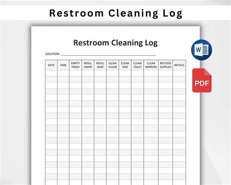Toradh íomhá ar Restroom Service Log