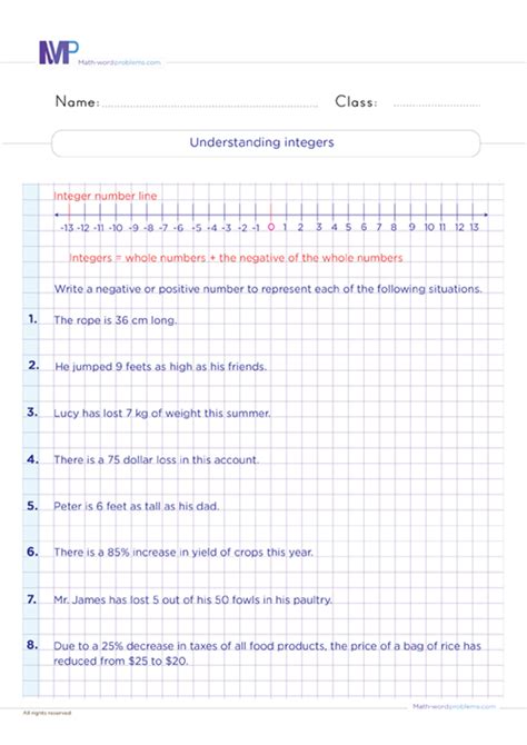 Image result for Identifying Integers Worksheet