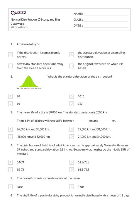 Toradh íomhá ar Normal Distribution Projwct Work Sheet