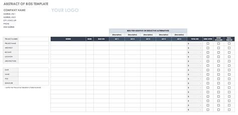 Image result for Bid Management Form Example Excel Form