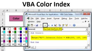 Toradh íomhá ar VBA Text Color Index
