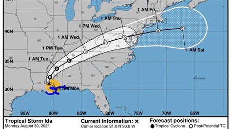 Image result for Hurricane Ida Projected Path