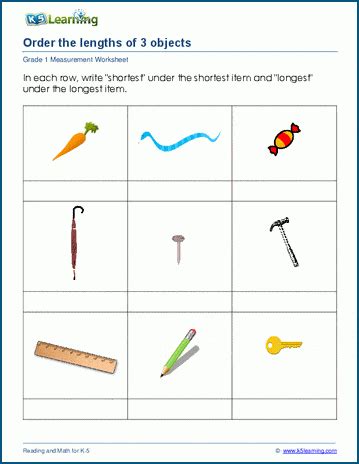 Toradh íomhá ar Ordering Objects Worksheet