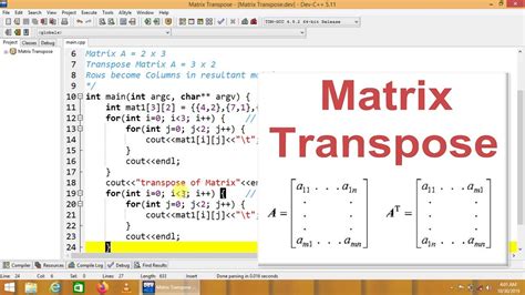 Toradh íomhá ar Write a Program to Transpose a Matrix
