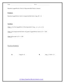 Image result for Exponential to Logarithmic Form Worksheet
