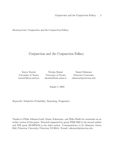 Image result for Conjunction Fallacy