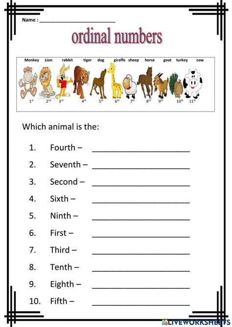 Image result for Ordinal Numbers Worksheet for Class 1