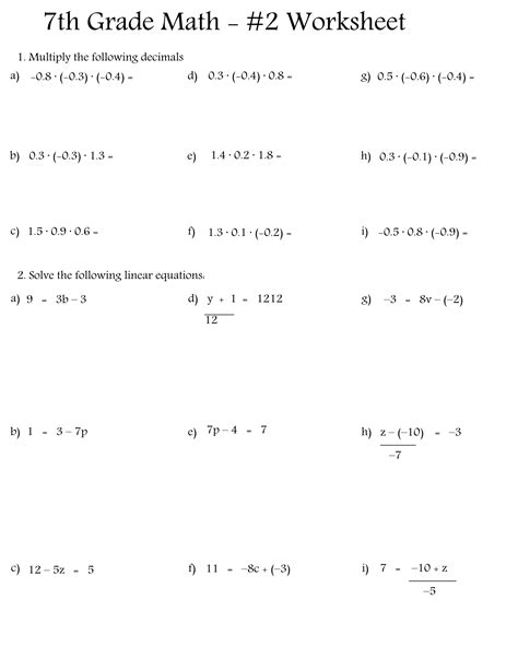 Image result for Grade 7 Math Sheets