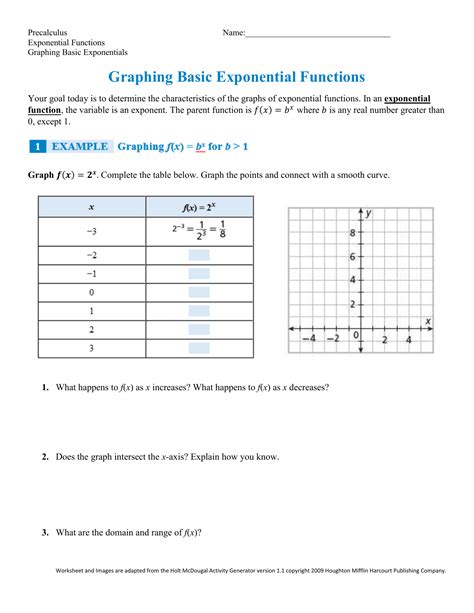 Toradh íomhá ar Graphing Exponetial Functions Worksheet