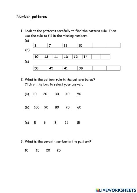 Afbeeldingsresultaten voor Number Pattern Worksheets