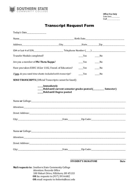 Image result for Transcript Request Form