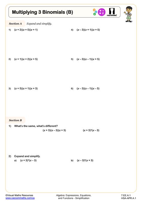Image result for Multiplying Binomial by Trinomial Worksheet