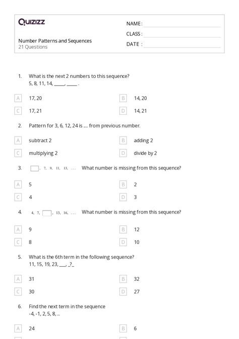 Afbeeldingsresultaten voor Number Pattern Worksheets