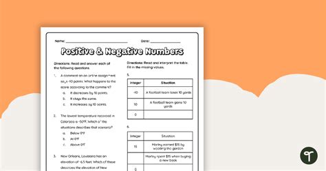 Image result for Plotting Positive and Negative Numbers Worksheet