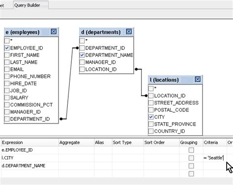 Query Designer Oracle に対する画像結果