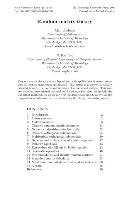 Image result for Random Matrix Theory Applications