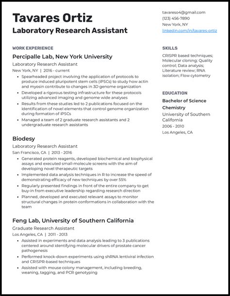 Image result for Lab Assistant CV Format