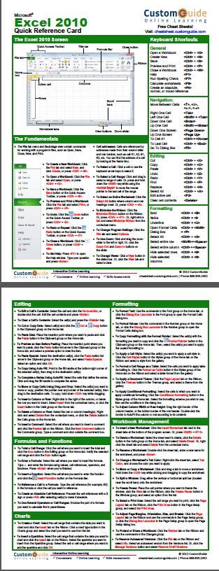 Image result for Microsoft Excel Quick Reference Guide Free Printable