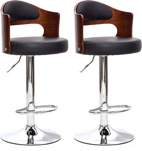 Adjustable Bar Stool Chair with Metal Height and Leather / Wood | Shop ...